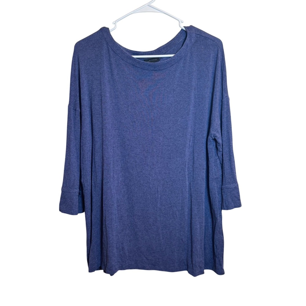 J Jill Wearever Collection Womens Medium Purple Heathered Knit 3/4 Sleeve Top